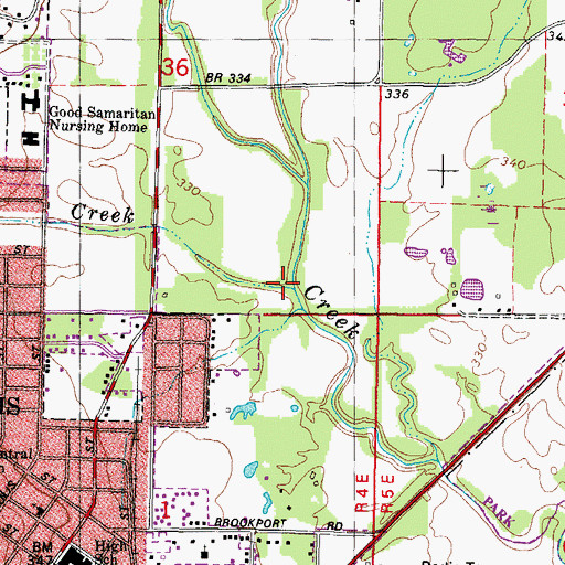 Topographic Map of Mud Creek, IL