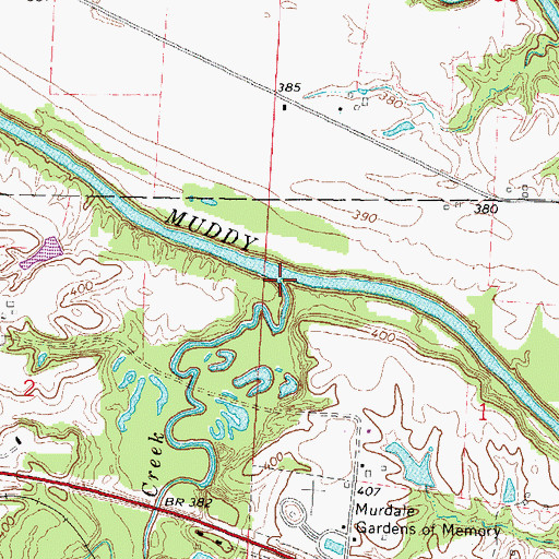 Topographic Map of Mud Creek, IL