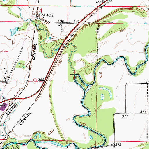 Topographic Map of Mud Creek, IL