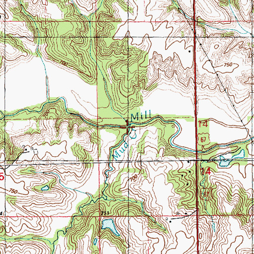 Topographic Map of Mud Creek, IL