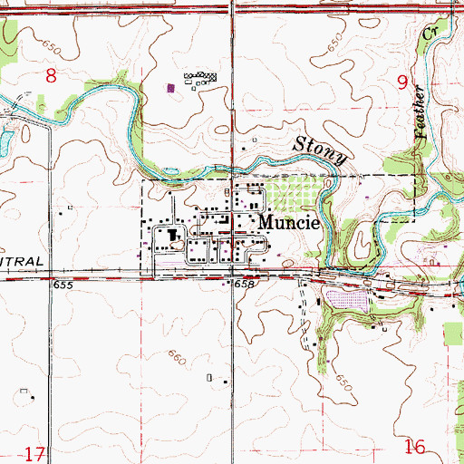 Topographic Map of Muncie, IL