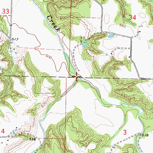 Topographic Map of Mundinger Creek, IL