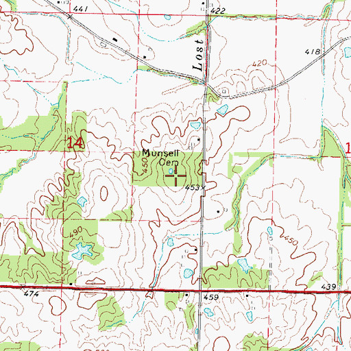 Topographic Map of Munsell Cemetery, IL