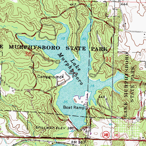 Topographic Map of Lake Murphysboro, IL