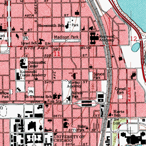 Topographic Map of Murray Language Academy, IL