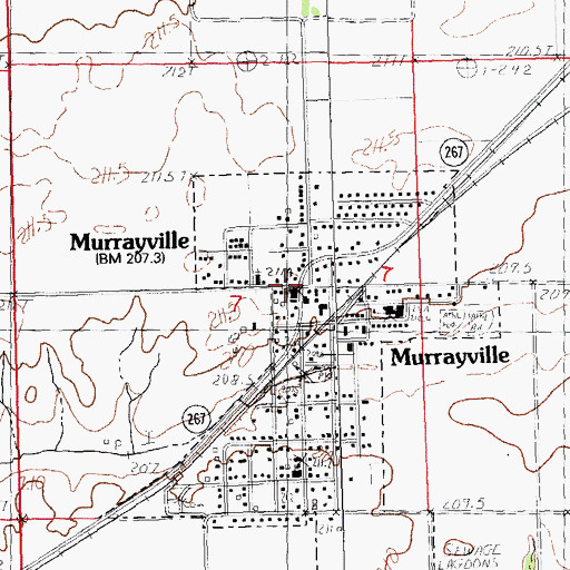 Topographic Map of Murrayville, IL