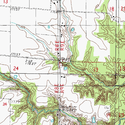 Topographic Map of Myer Cemetery, IL