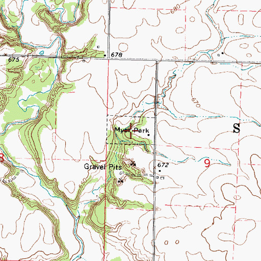 Topographic Map of Myer Park, IL