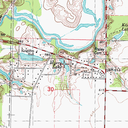 Topographic Map of Myers Lake, IL