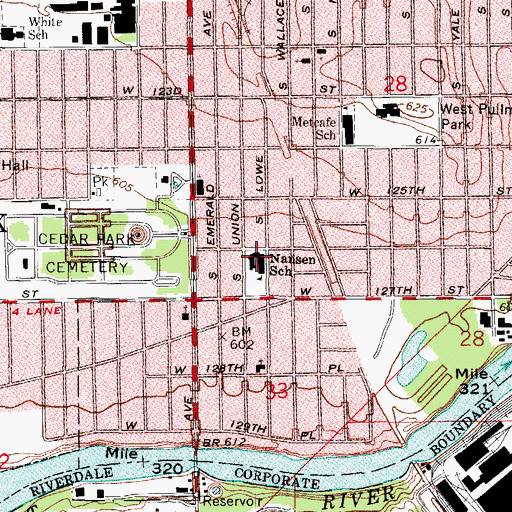 Topographic Map of Nansen School, IL