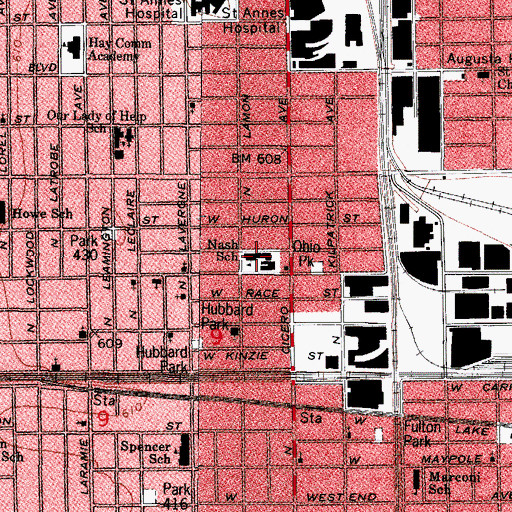 Topographic Map of Nash Elementary School, IL