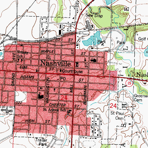 Topographic Map of Nashville, IL
