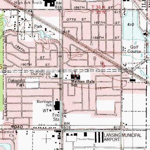 Topographic Map of Nathan Hale Elementary School, IL
