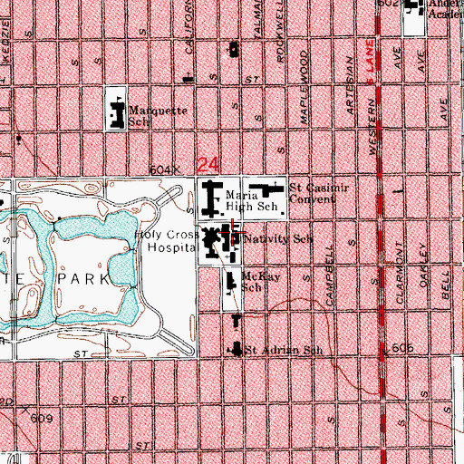 Topographic Map of Nativity School, IL