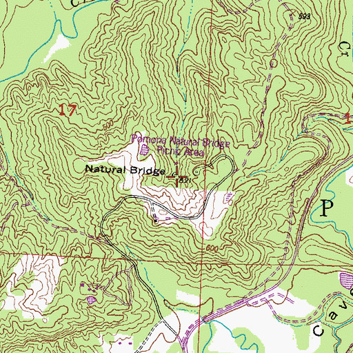 Topographic Map of Pomona Natural Bridge, IL