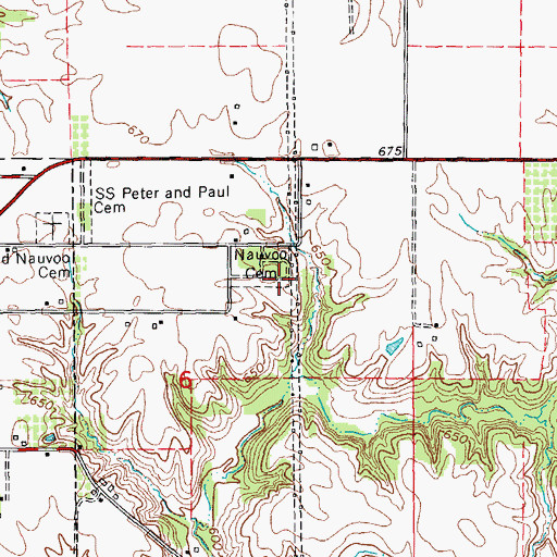 Topographic Map of Nauvoo Two Cemetery, IL