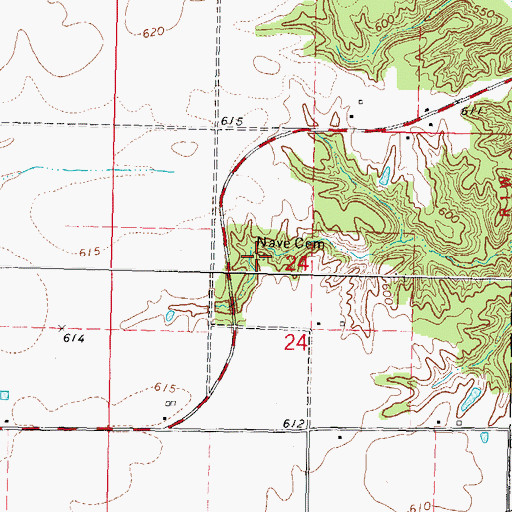 Topographic Map of Nave Cemetery, IL