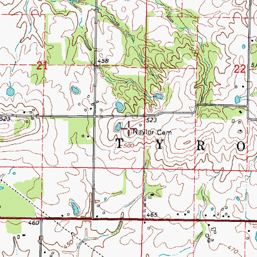 Topographic Map of Naylor Cemetery, IL