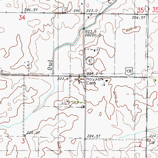 Topographic Map of Naylor Cemetery, IL