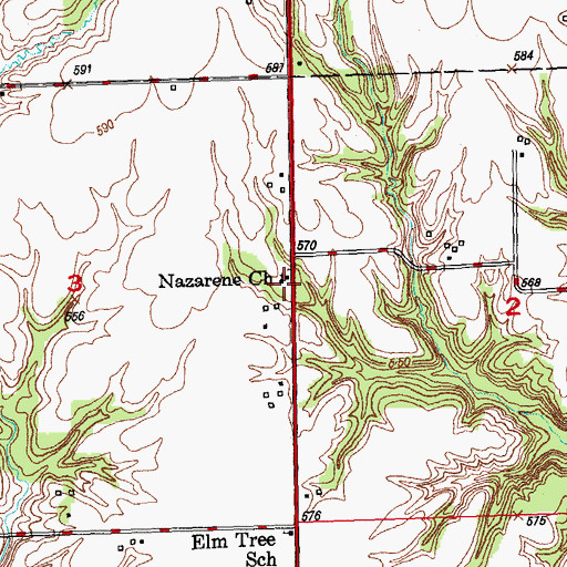 Topographic Map of Nazarene Church, IL