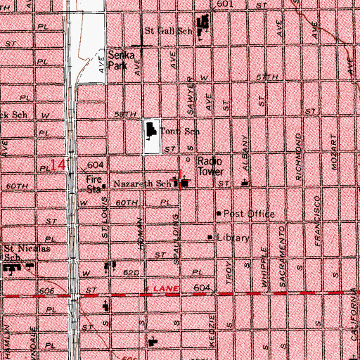 Topographic Map of Nazareth School, IL