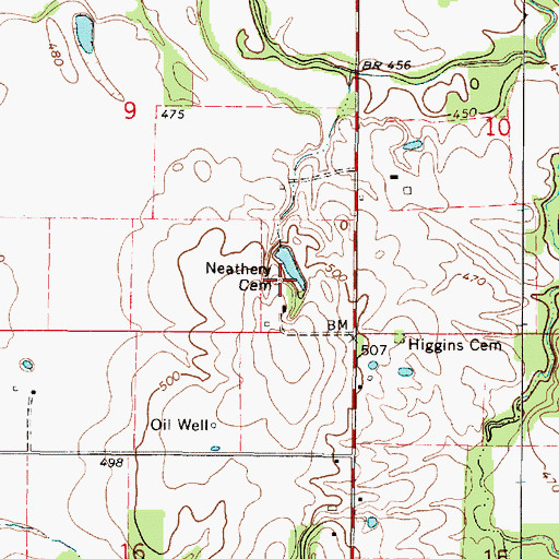 Topographic Map of Neathery Cemetery, IL