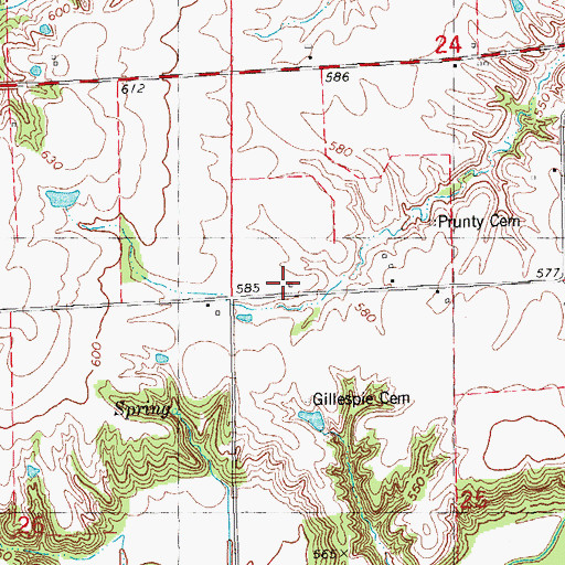 Topographic Map of Nebo School (historical), IL