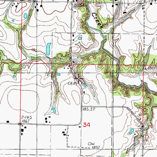Topographic Map of Needham Cemetery, IL