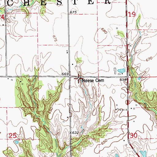 Topographic Map of Neese Cemetery, IL