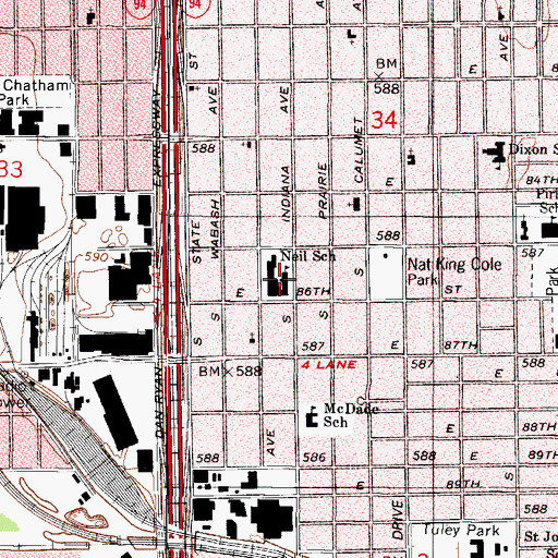 Topographic Map of Neil School, IL