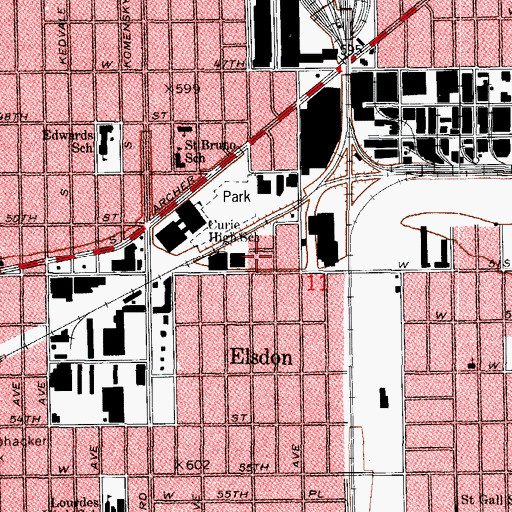 Topographic Map of Nelson School, IL