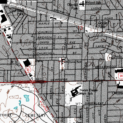 Topographic Map of V H Nelson Elementary School, IL