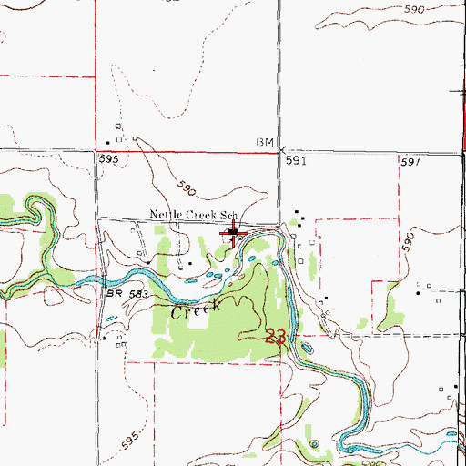 Topographic Map of Nettle Creek Elementary School, IL