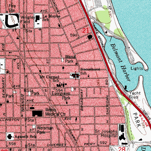 Topographic Map of Nettlehorst Elementary School, IL