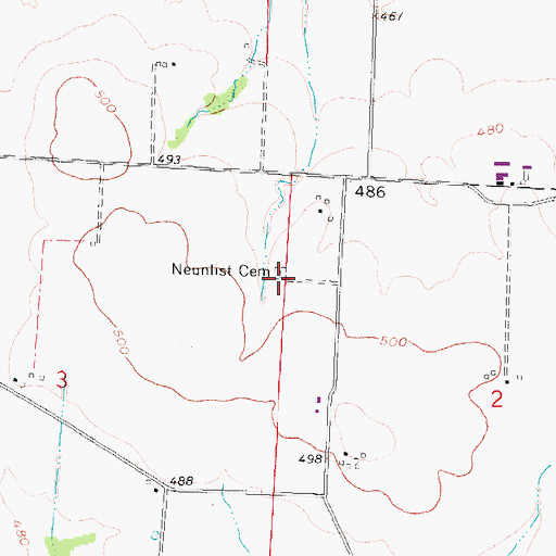 Topographic Map of Neunlist Cemetery, IL