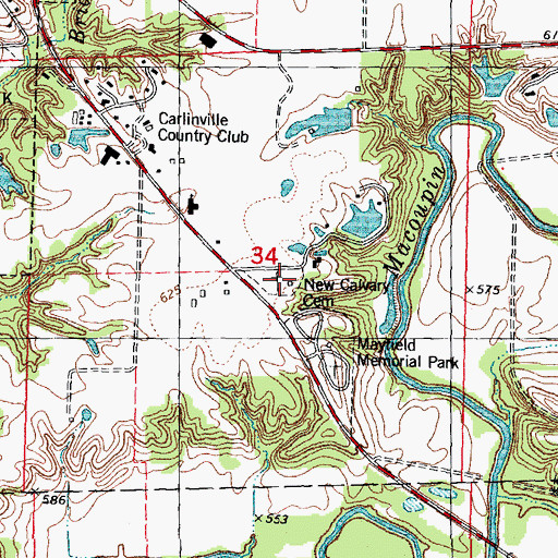 Topographic Map of New Calvary Cemetery, IL