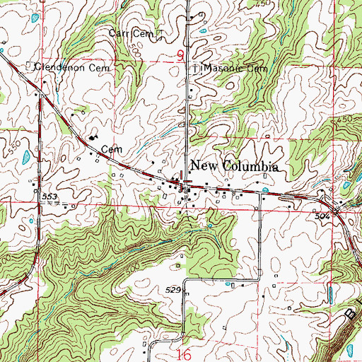 Topographic Map of New Columbia, IL