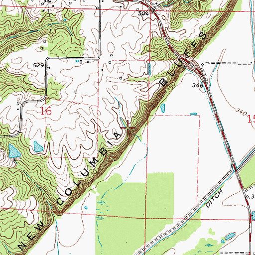 Topographic Map of New Columbia Bluffs, IL