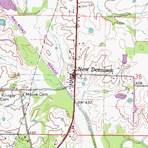 Topographic Map of New Dennison, IL