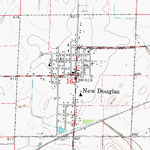 Topographic Map of New Douglas, IL