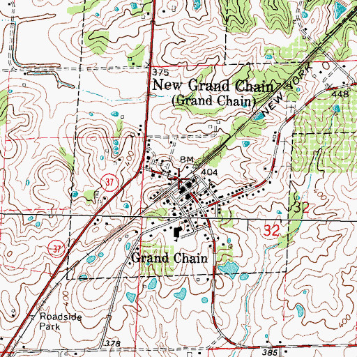 Topographic Map of New Grand Chain, IL