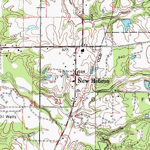 Topographic Map of New Hebron, IL