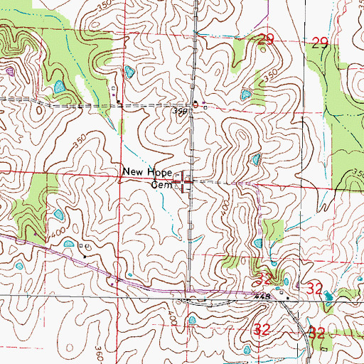 Topographic Map of New Hope Cemetery, IL