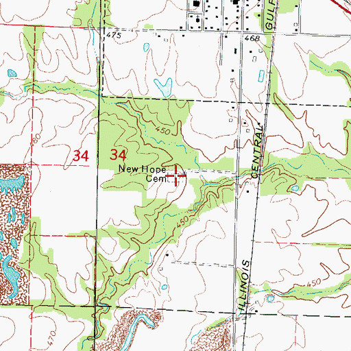 Topographic Map of New Hope Cemetery, IL