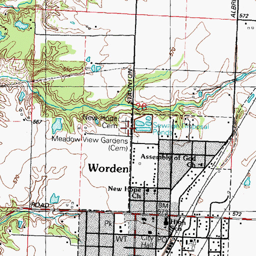 Topographic Map of New Hope Cemetery, IL