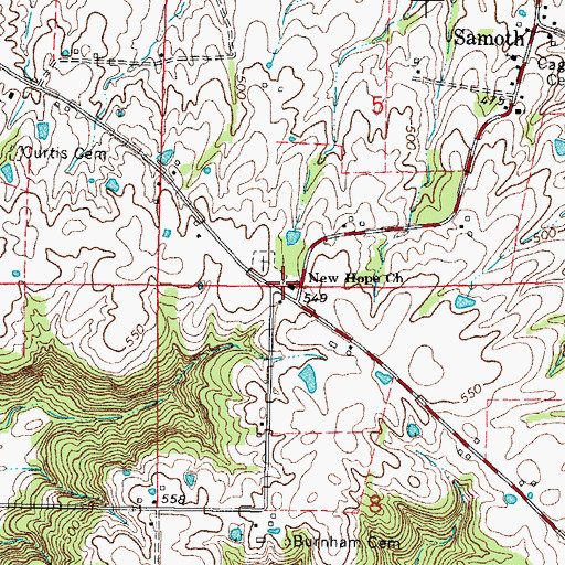 Topographic Map of New Hope Church, IL