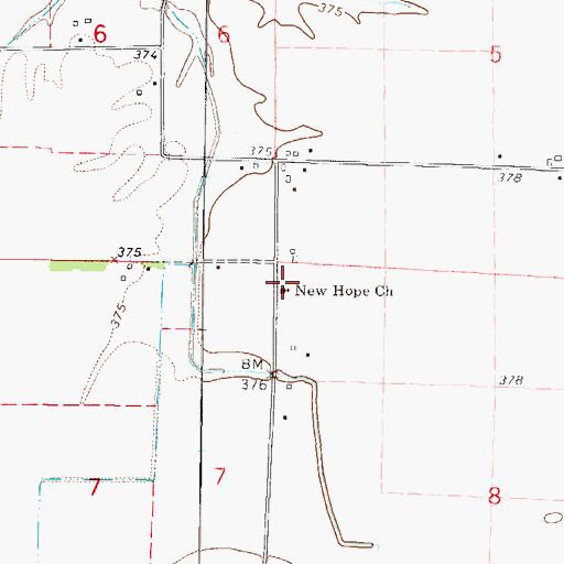 Topographic Map of New Hope Church, IL