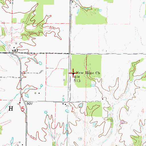 Topographic Map of New Hope Church, IL