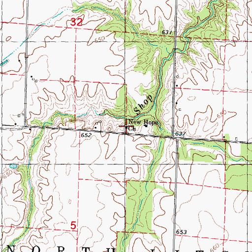 Topographic Map of New Hope Church, IL