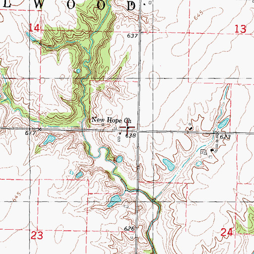 Topographic Map of New Hope Church, IL